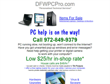 Tablet Screenshot of dfwpcpro.com